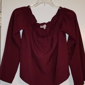 Off the shoulder maroon top